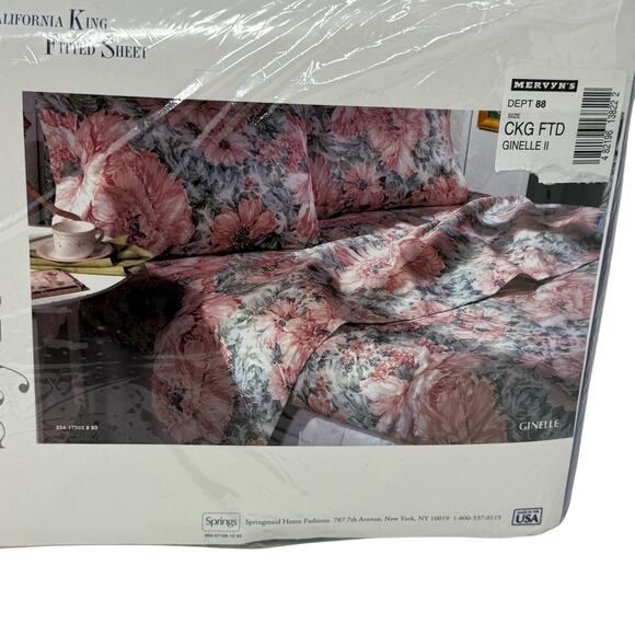 Vintage Mervyns Style Source Cal King Floral Fitted Sheets Bedroom Decor New - Picture 3 of 13